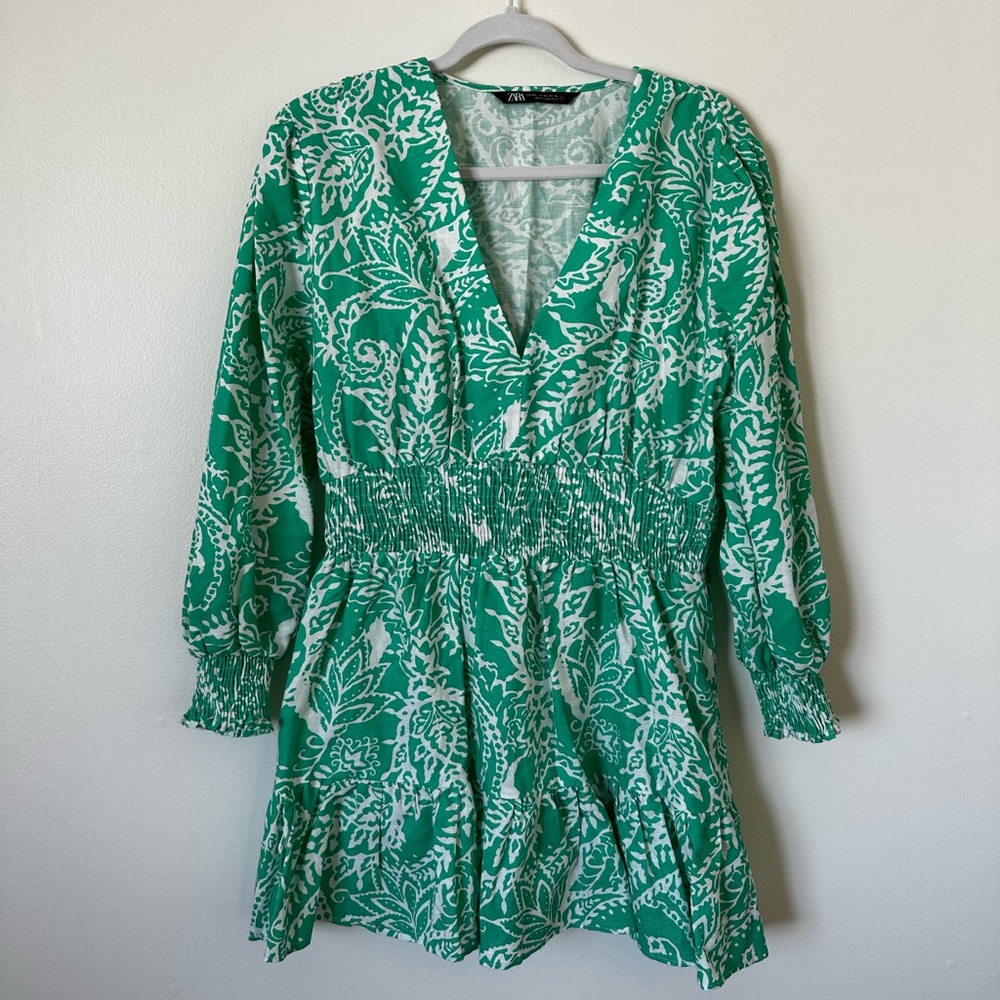 Green floral Zara mini dress.